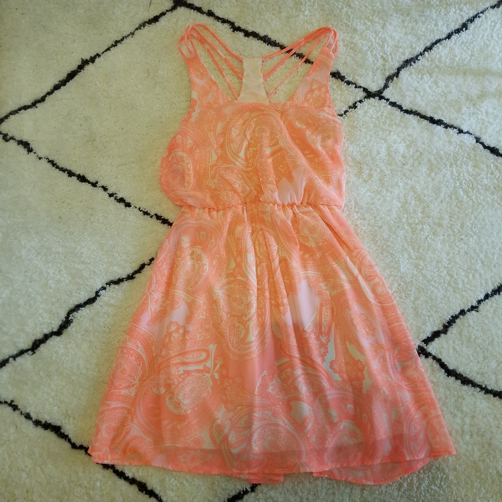 Lush Neon Coral Orange Dress S
